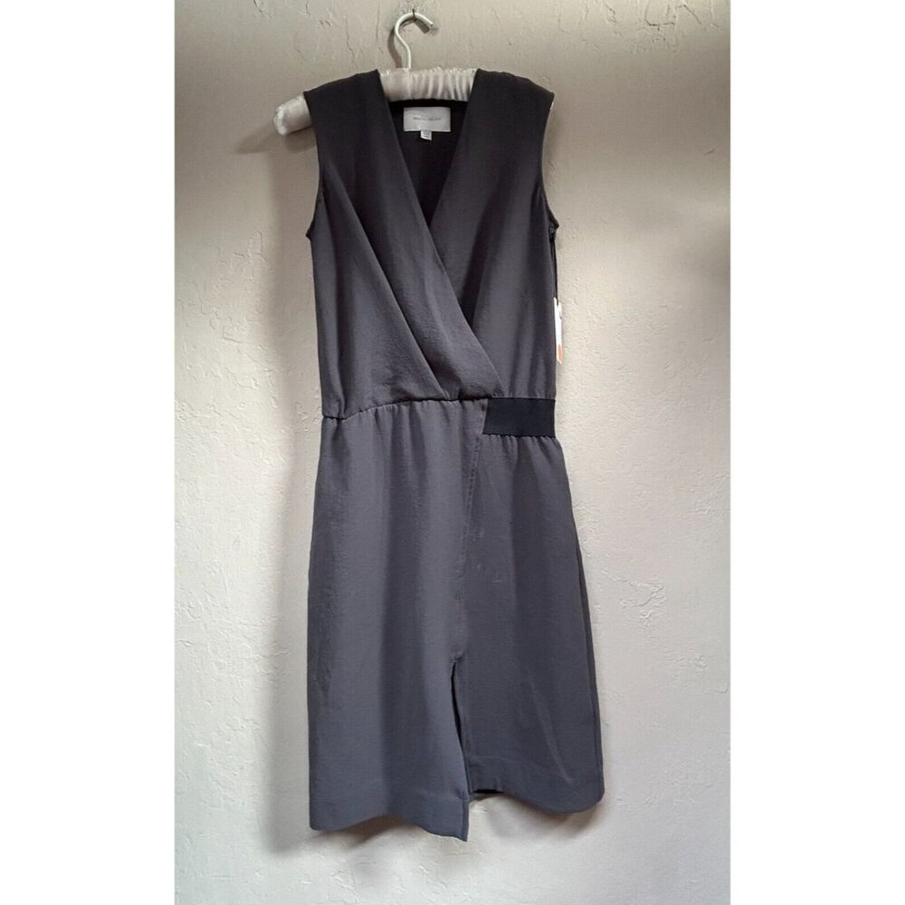 BROCHU WALKER Claren Drop Waist Faux Wrap Dress XS Gray Knee Length New $498
